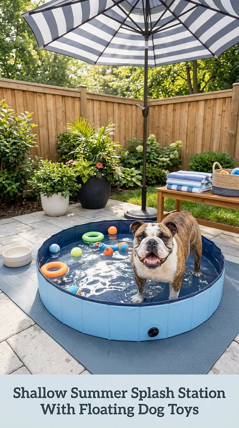Shallow Summer Splash Station With Floating Dog Toys
