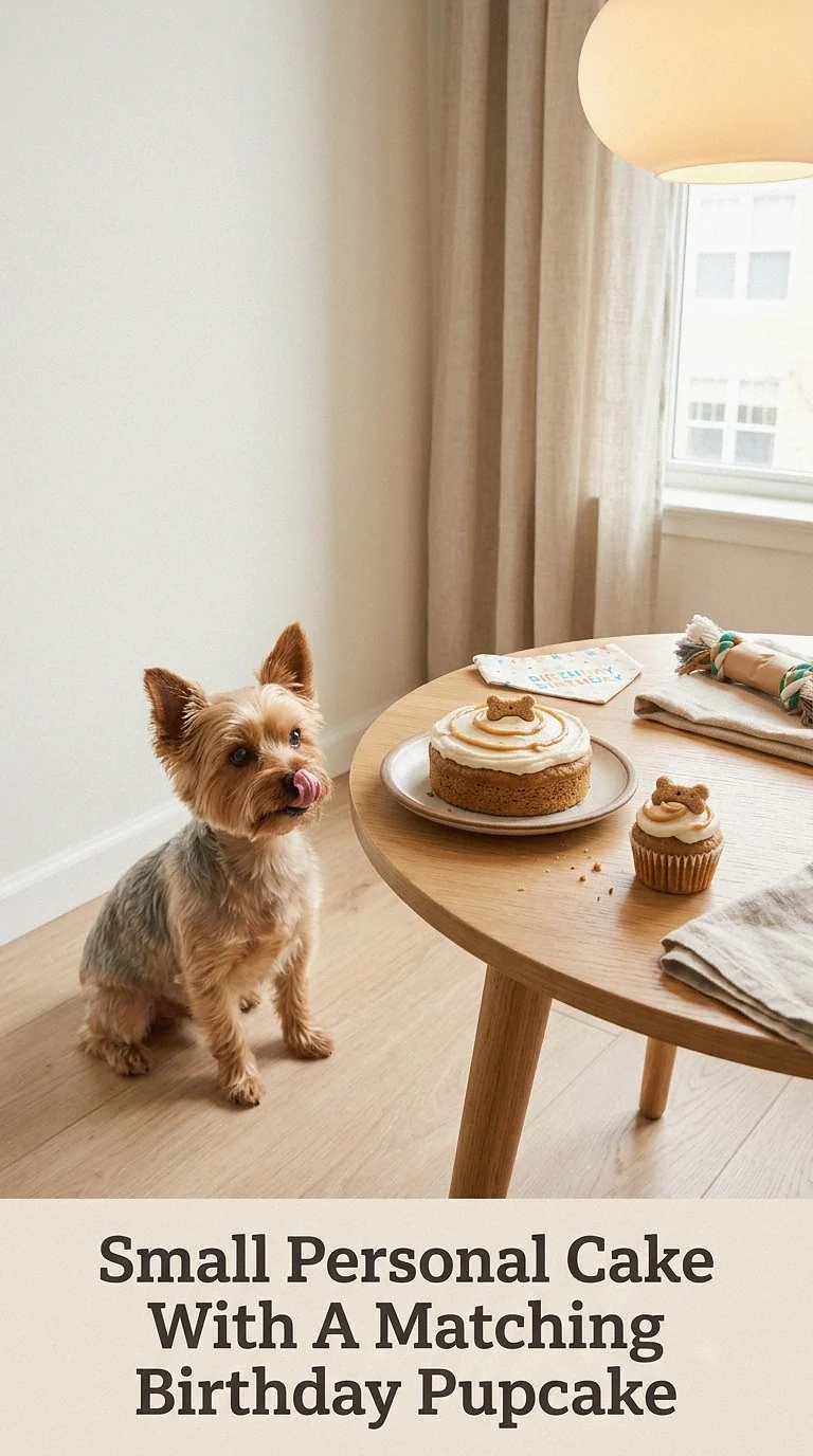 Small Personal Cake With A Matching Birthday Pupcake