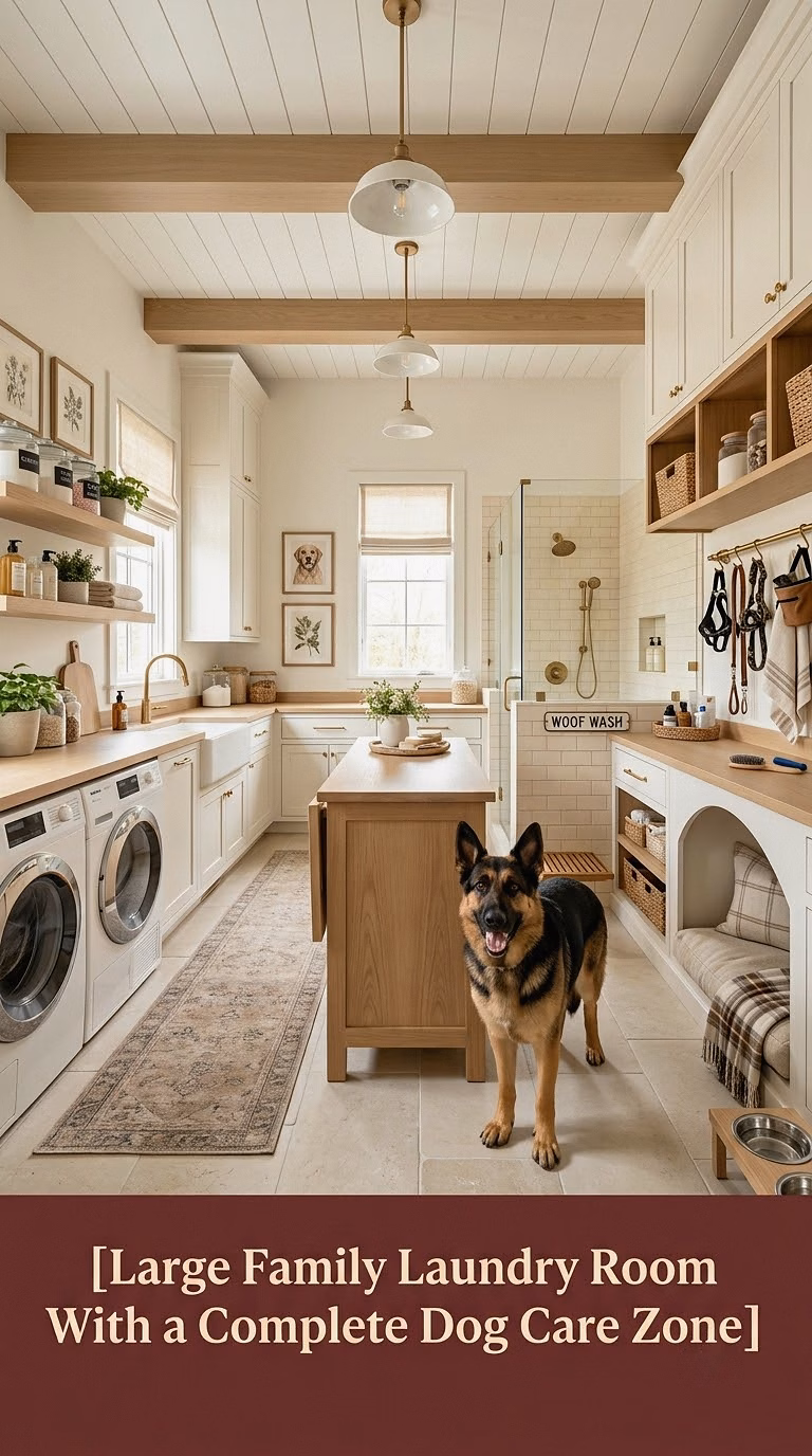 19. Large Family Laundry Room With a Complete Dog Care Zone