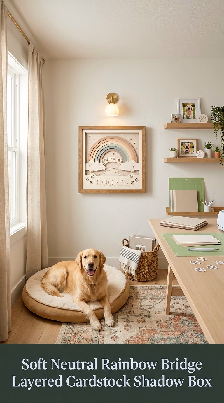 1. Soft Neutral Rainbow Bridge Layered Cardstock Shadow Box