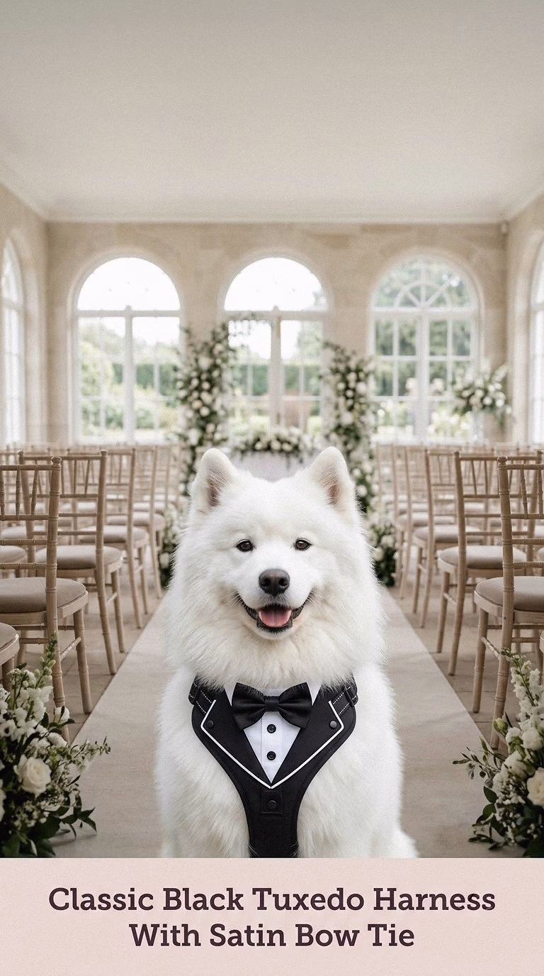 Classic Black Tuxedo Harness With Satin Bow Tie