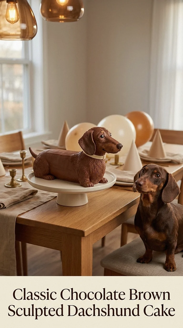 Classic Chocolate Brown Sculpted Dachshund Cake