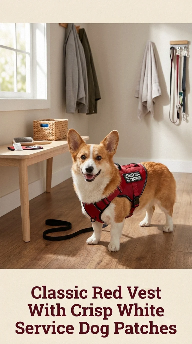 Classic Red Vest With Crisp White Service Dog Patches
