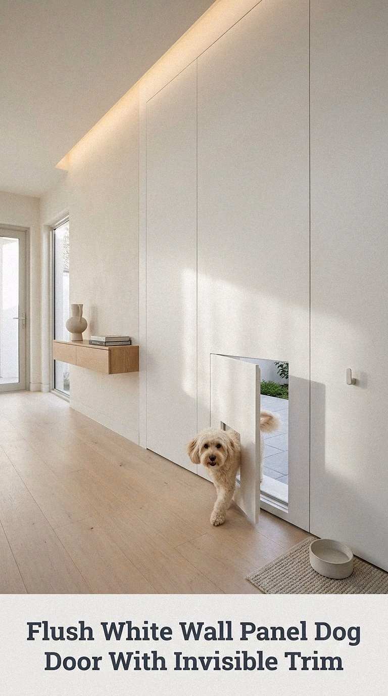 Flush White Wall Panel Dog Door With Invisible Trim