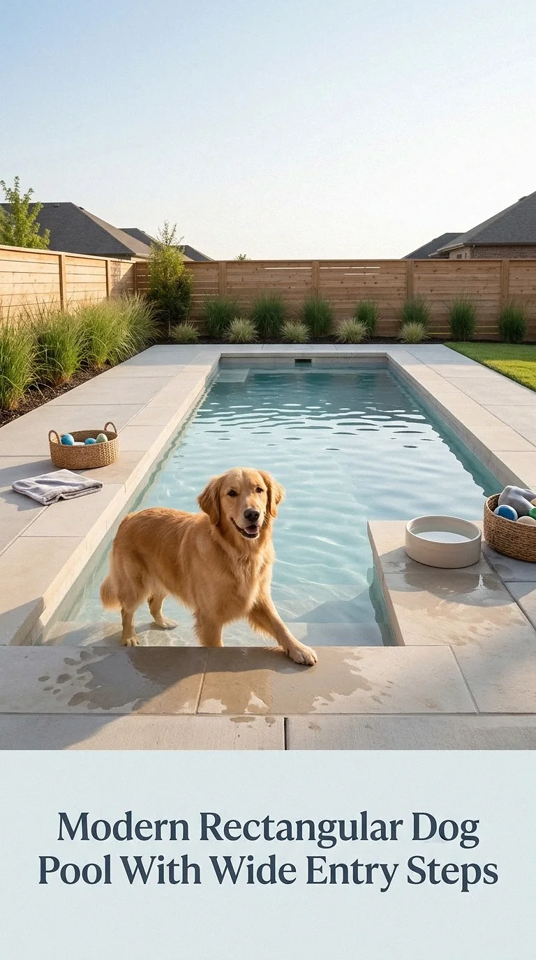 Modern Rectangular Dog Pool With Wide Entry Steps