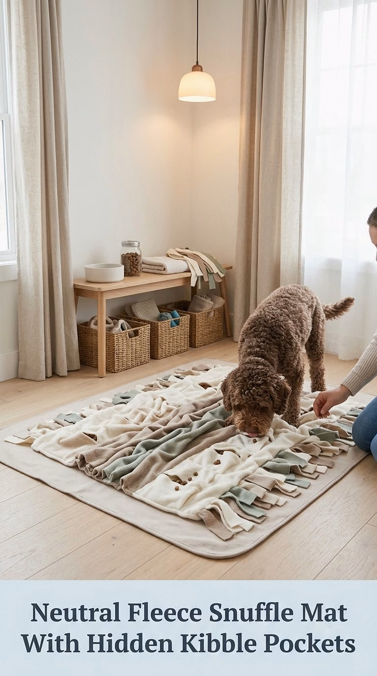 Neutral Fleece Snuffle Mat With Hidden Kibble Pockets