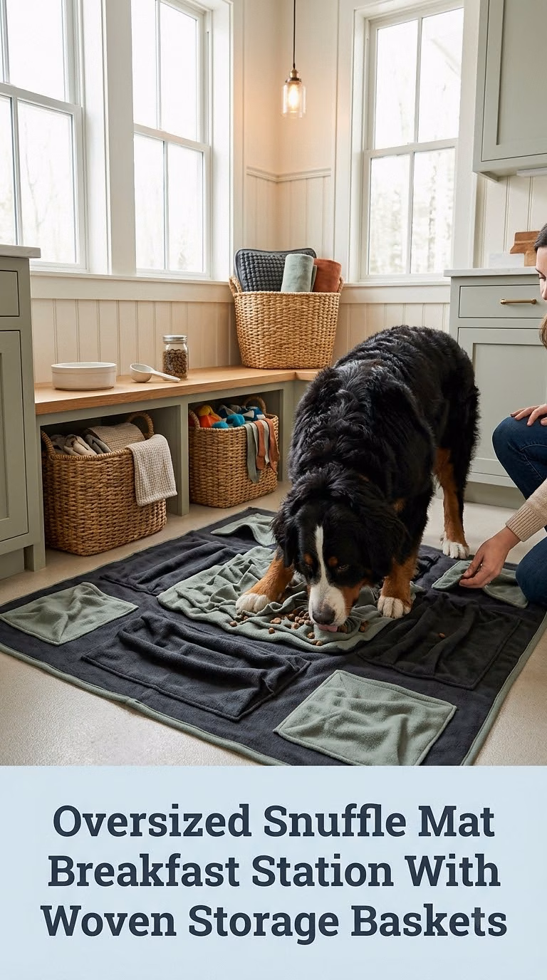 Oversized Snuffle Mat Breakfast Station With Woven Storage Baskets