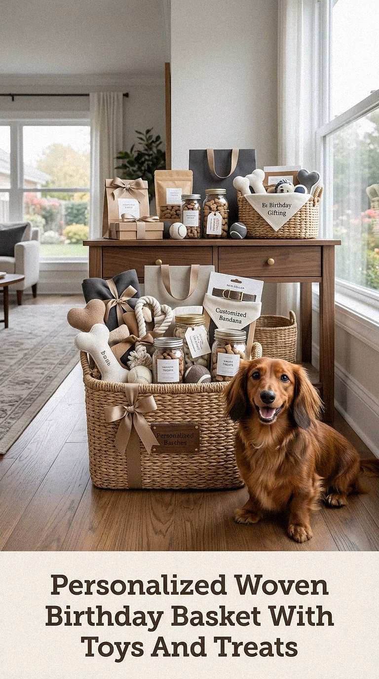 Personalized Woven Birthday Basket With Toys And Treats