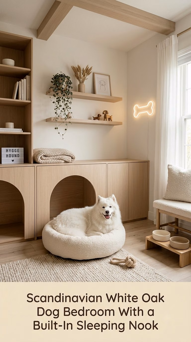 1. Scandinavian White Oak Dog Bedroom With a Built-In Sleeping Nook