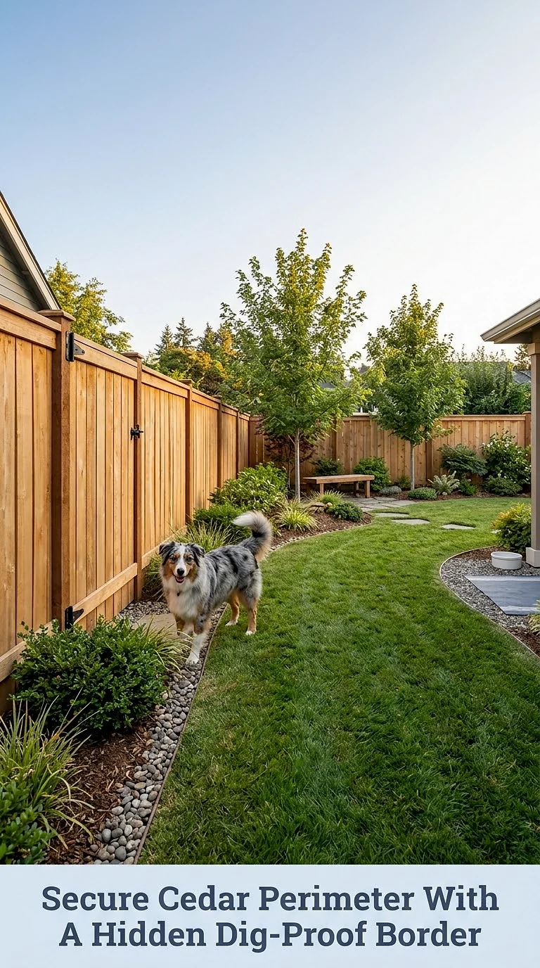 Secure Cedar Perimeter With A Hidden Dig-Proof Border