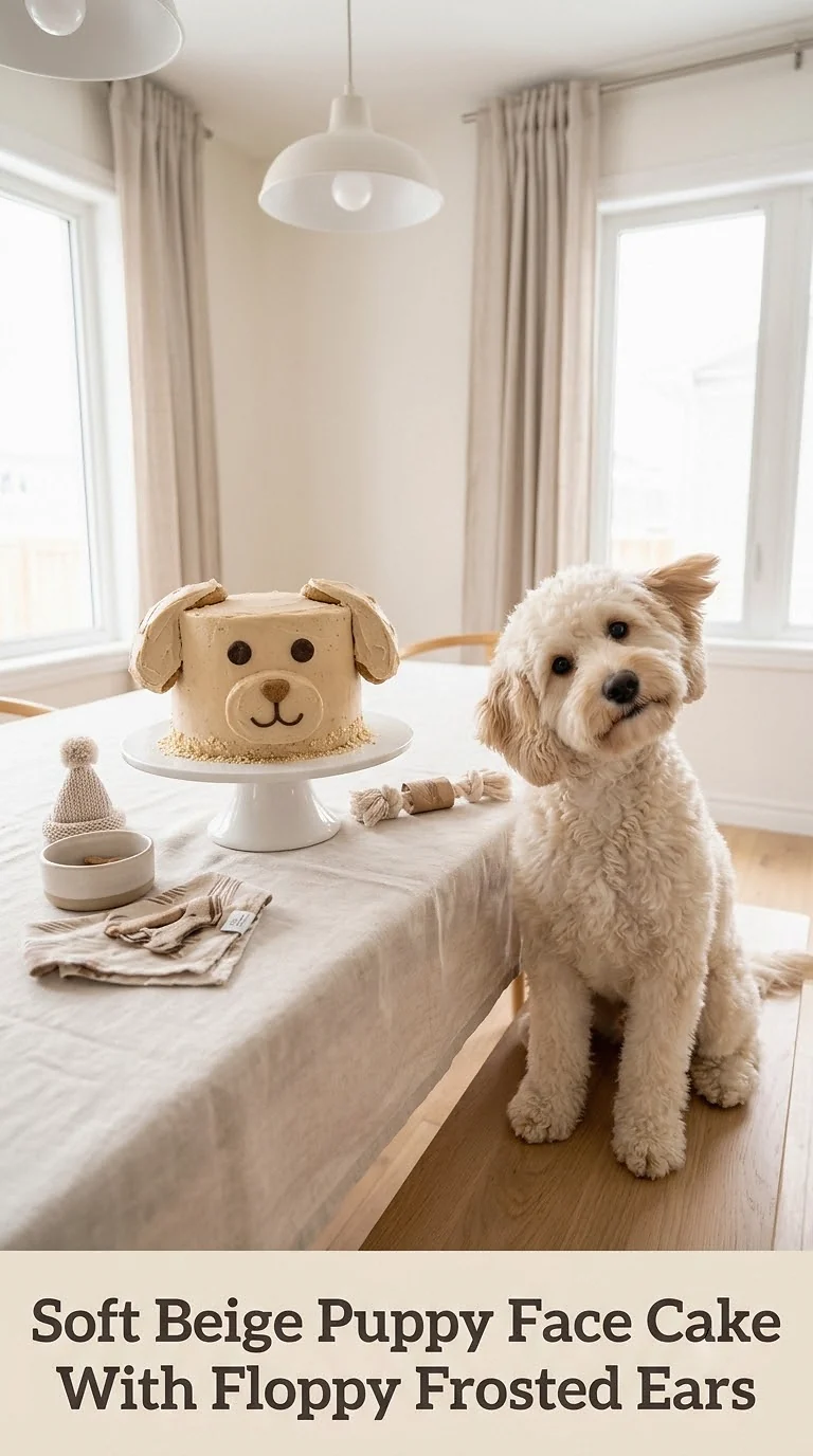 Soft Beige Puppy Face Cake With Floppy Frosted Ears