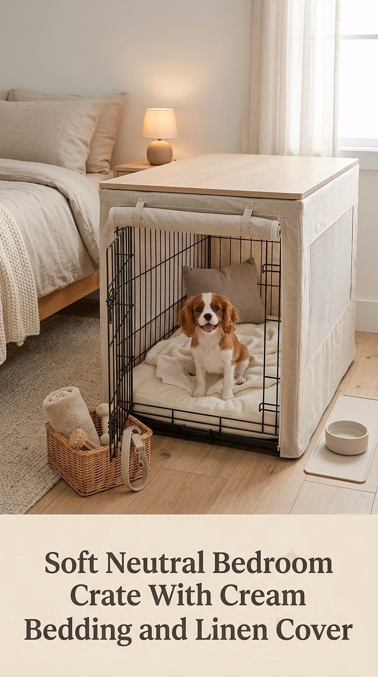 Soft Neutral Bedroom Crate With Cream Bedding and Linen Cover