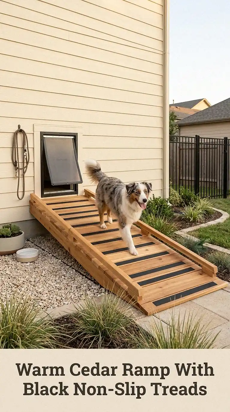 Warm Cedar Ramp With Black Non-Slip Treads