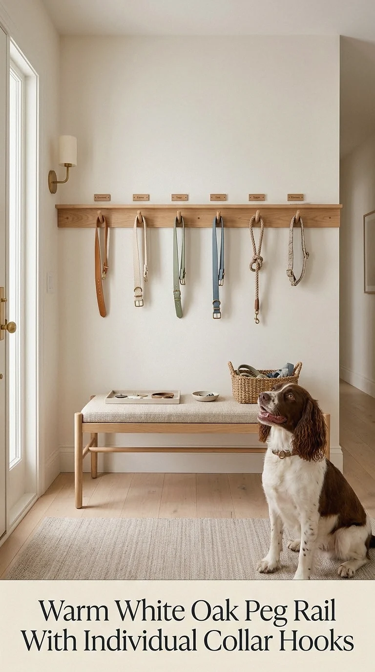 Warm White Oak Peg Rail With Individual Collar Hooks