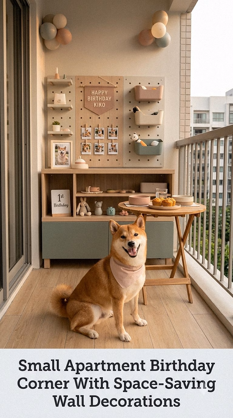 Small Apartment Birthday Corner With Space-Saving Wall Decorations