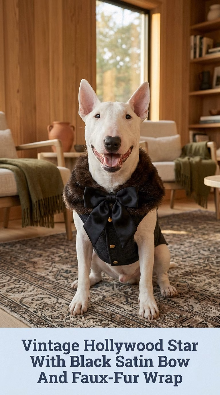 Vintage Hollywood Star With Black Satin Bow And Faux-Fur Wrap
