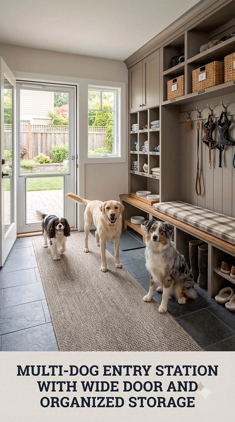 Multi-Dog Entry Station With Wide Door And Organized Storage