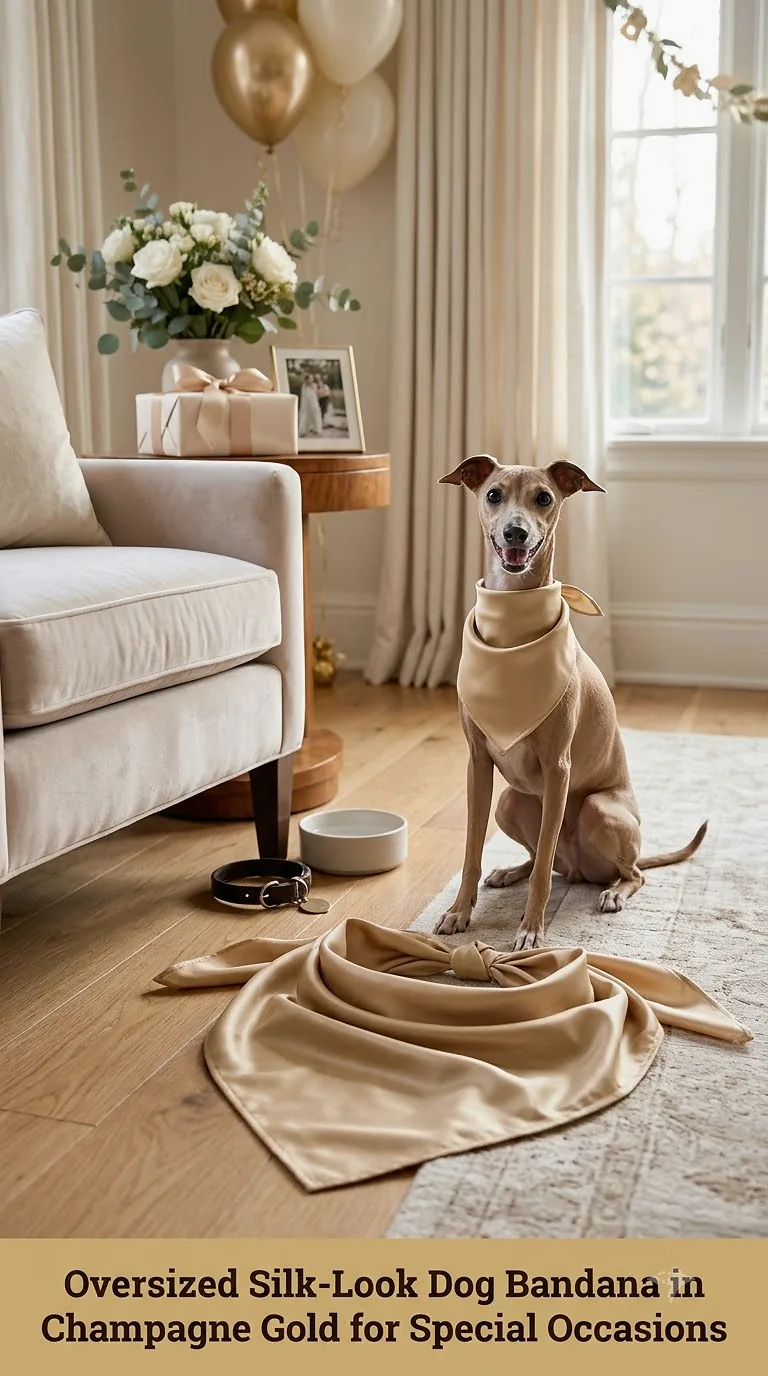 Oversized Silk-Look Dog Bandana in Champagne Gold for Special Occasions