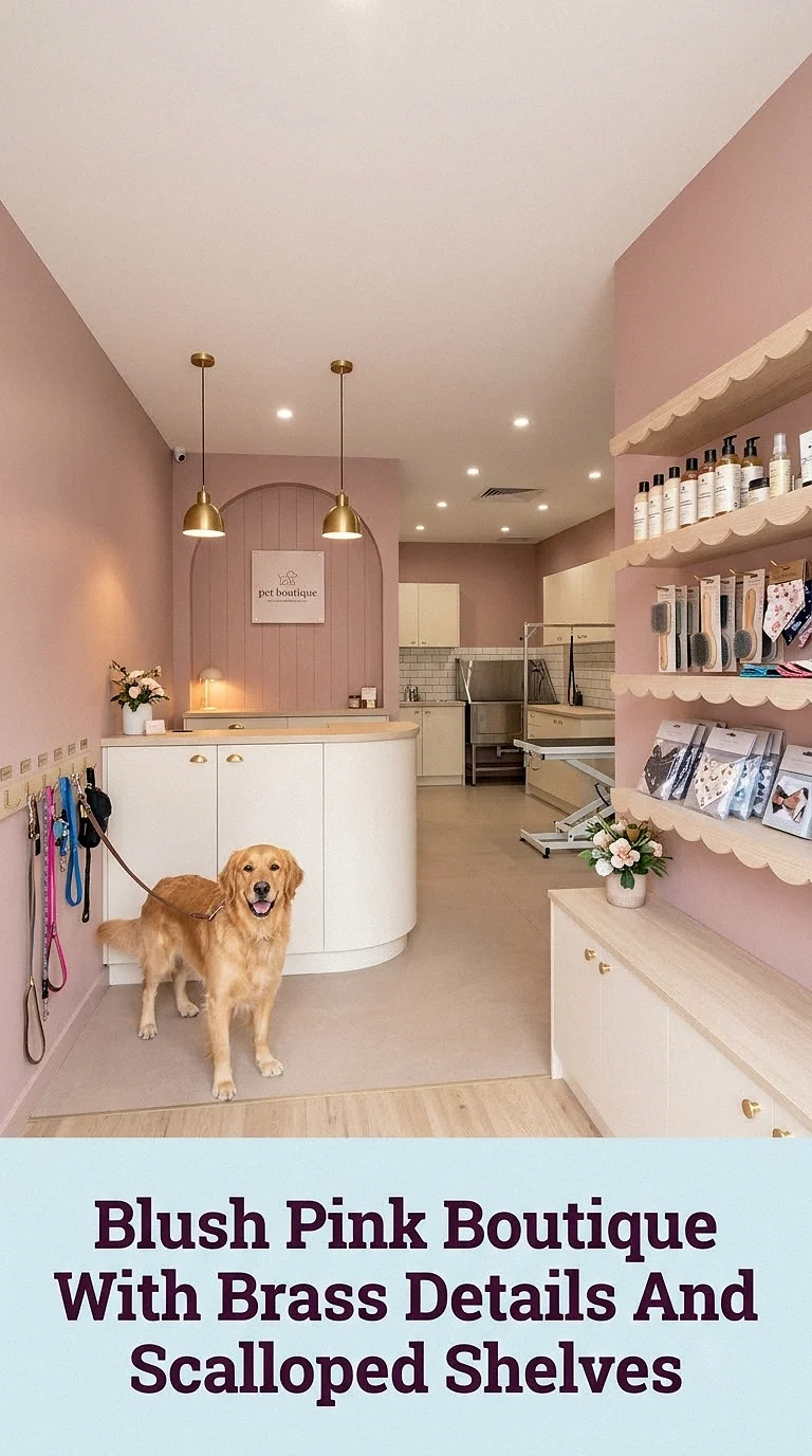 Blush Pink Boutique With Brass Details And Scalloped Shelves