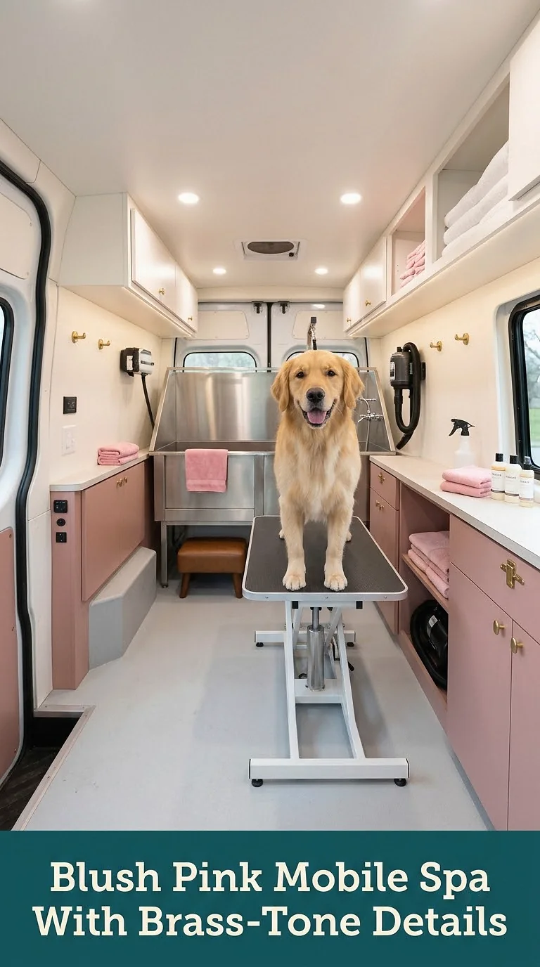 Blush Pink Mobile Spa With Brass-Tone Details