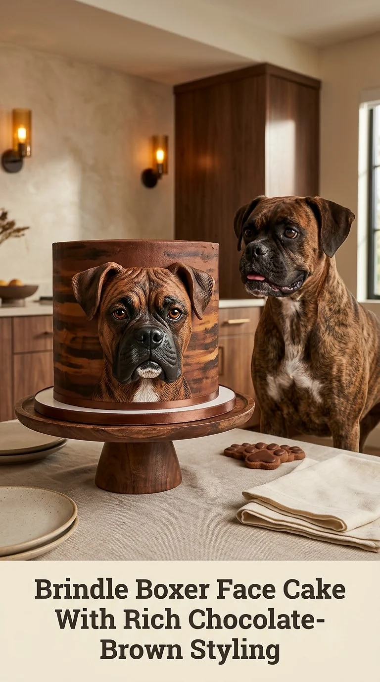 Brindle Boxer Face Cake With Rich Chocolate-Brown Styling