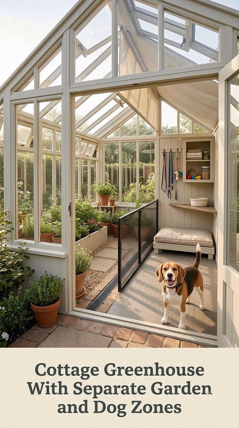 Cottage Greenhouse With Separate Garden and Dog Zones