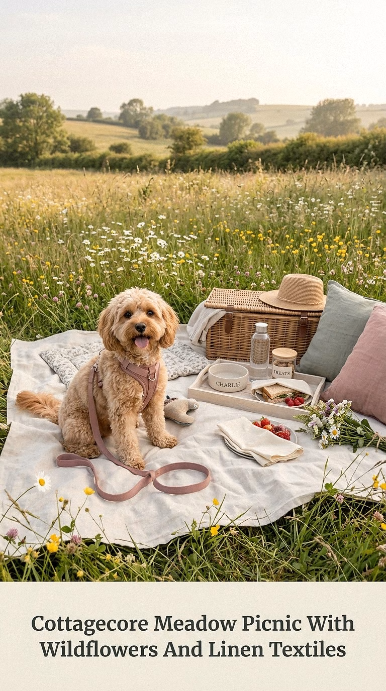 Cottagecore Meadow Picnic With Wildflowers And Linen Textiles
