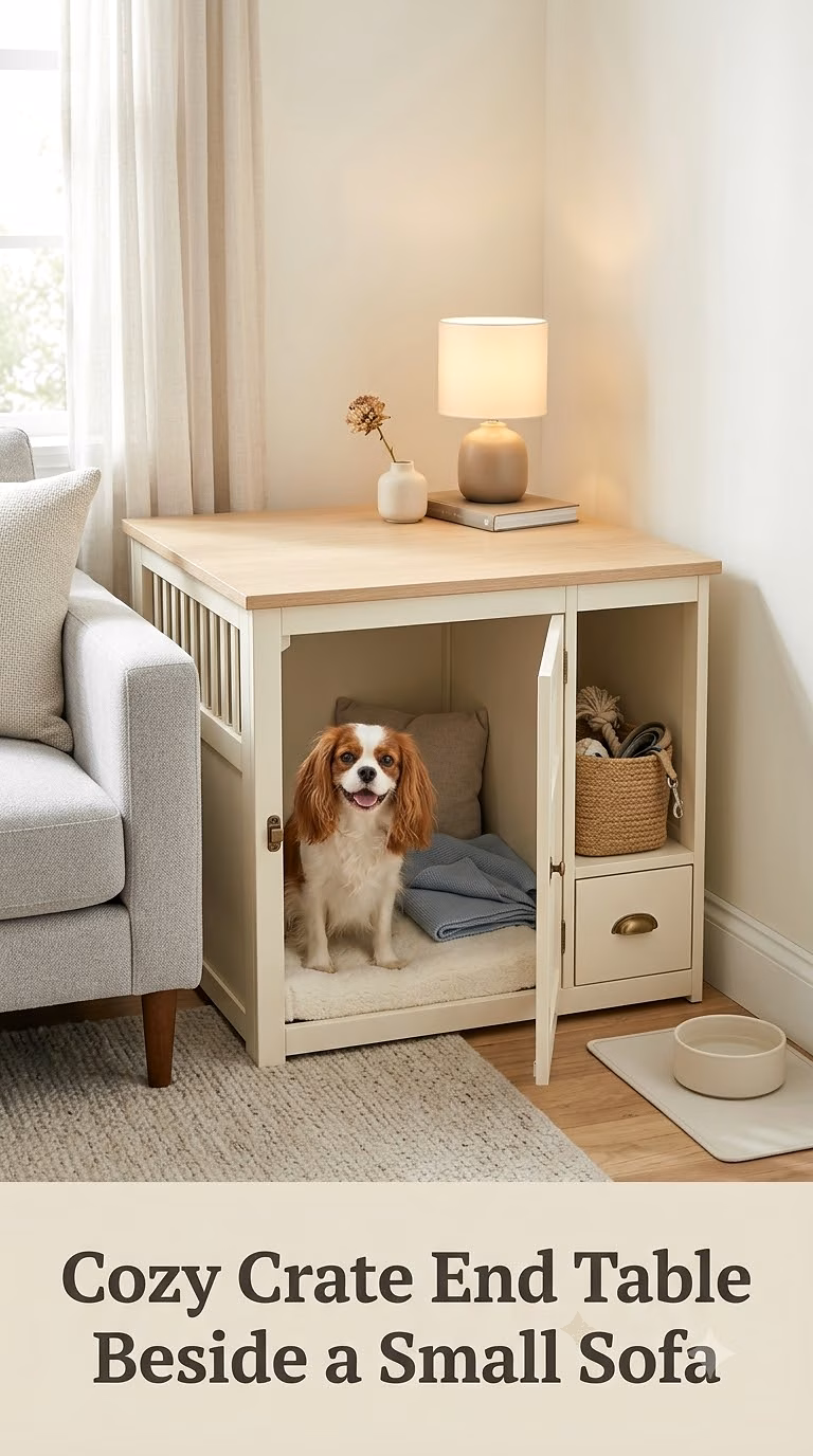 Cozy Crate End Table Beside a Small Sofa