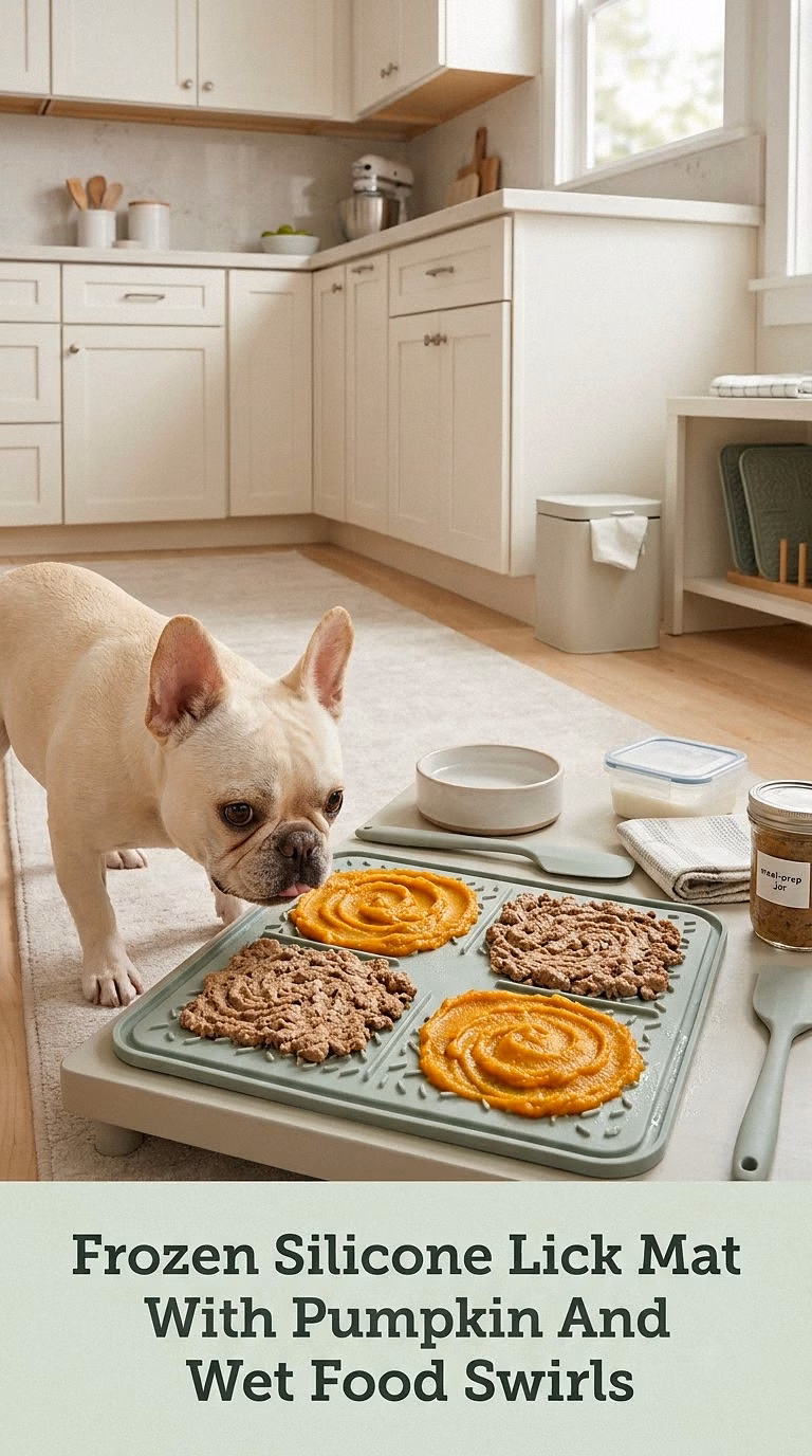 Frozen Silicone Lick Mat With Pumpkin And Wet Food Swirls