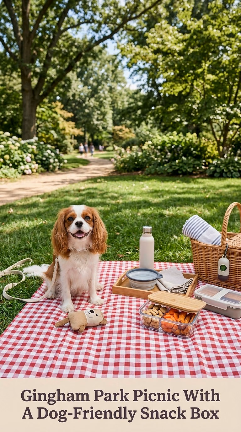 Gingham Park Picnic With A Dog-Friendly Snack Box