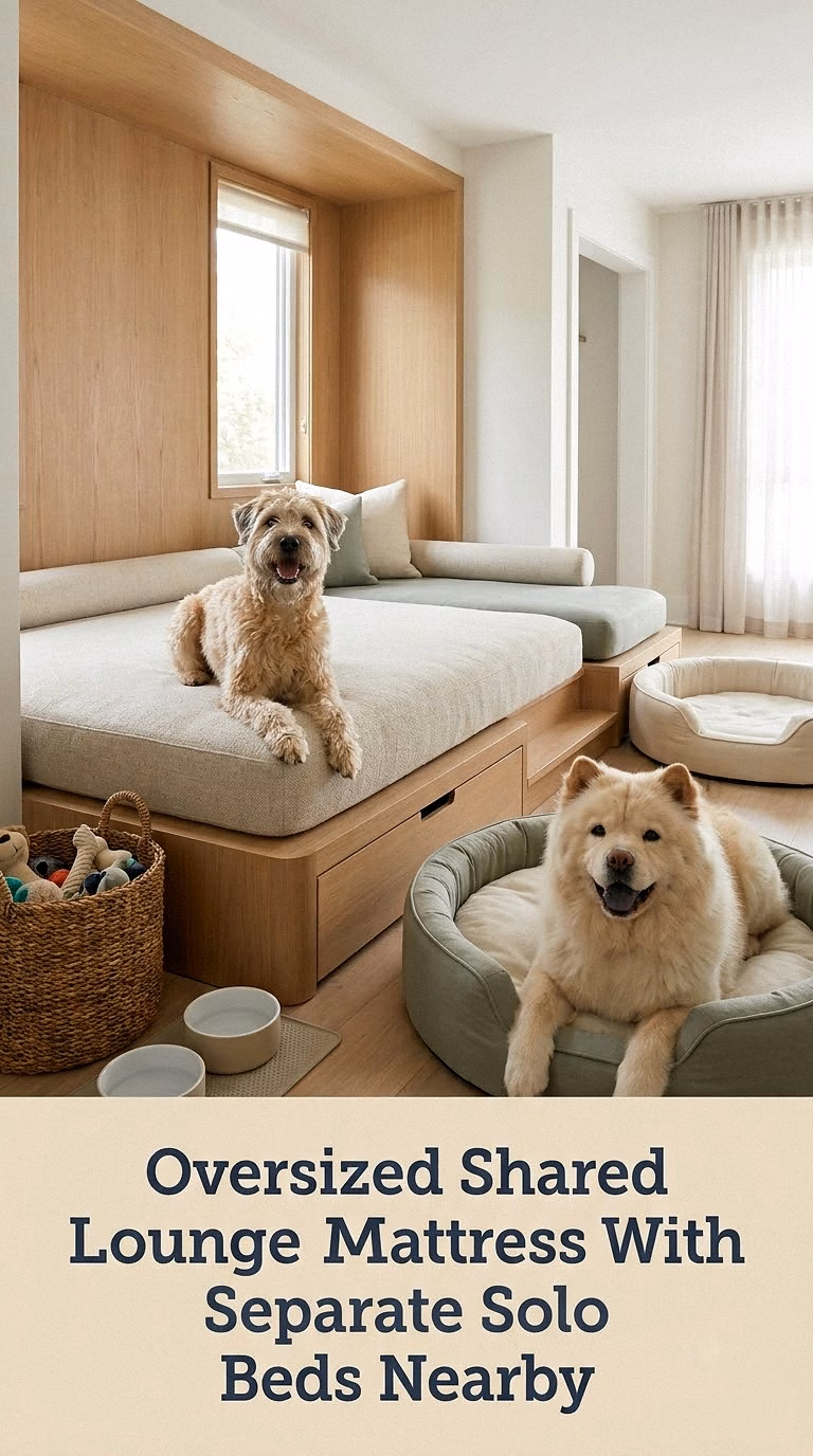 Oversized Shared Lounge Mattress With Separate Solo Beds Nearby