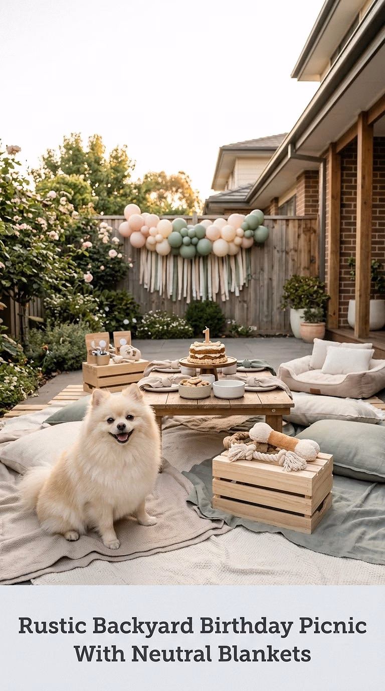 Rustic Backyard Birthday Picnic With Neutral Blankets
