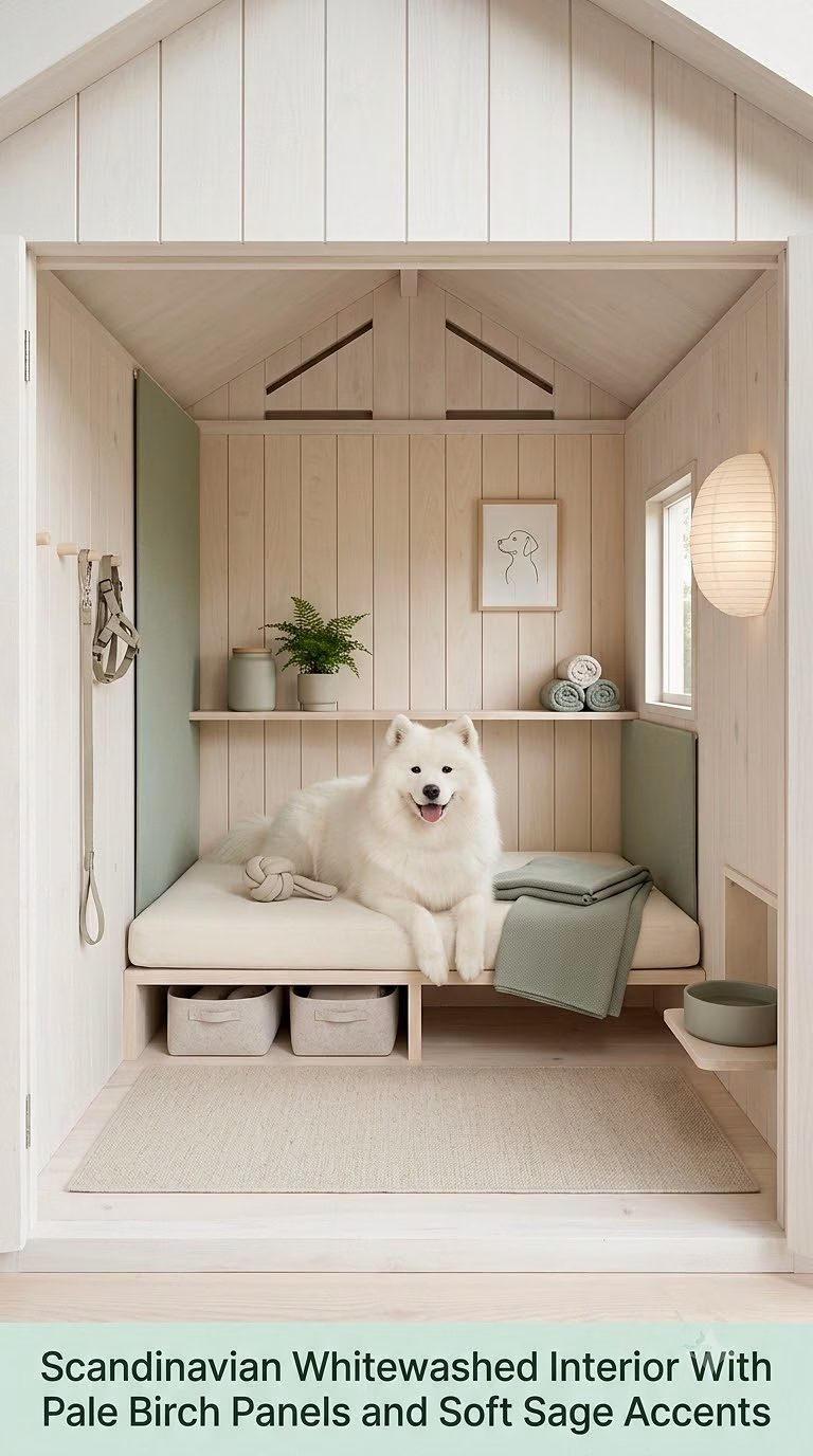 2. Scandinavian Whitewashed Interior With Pale Birch Panels and Soft Sage Accents
