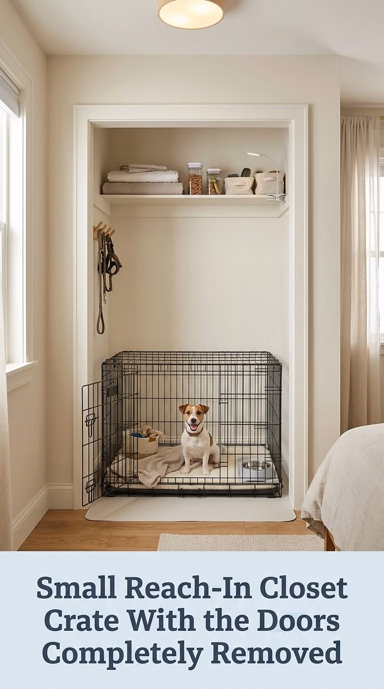 Small Reach-In Closet Crate With the Doors Completely Removed
