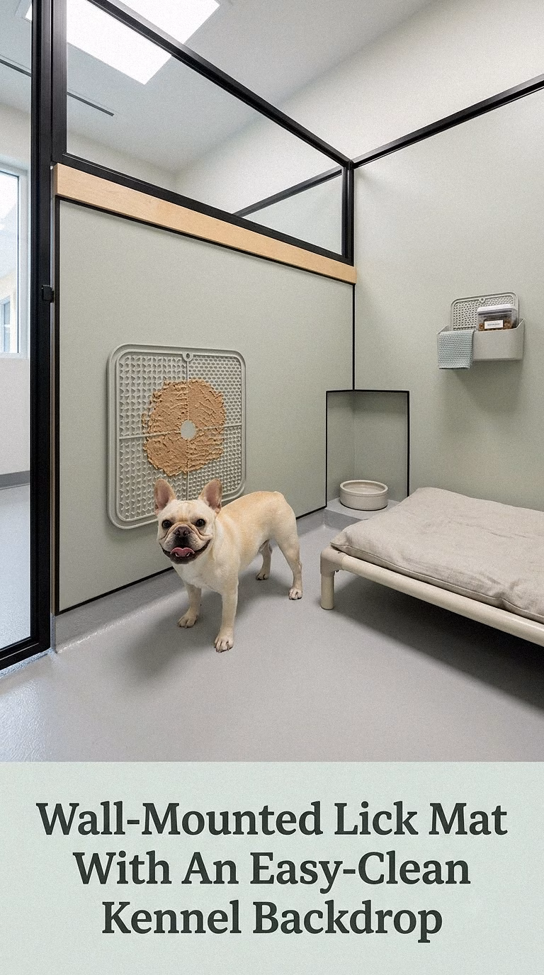 Wall-Mounted Lick Mat With An Easy-Clean Kennel Backdrop