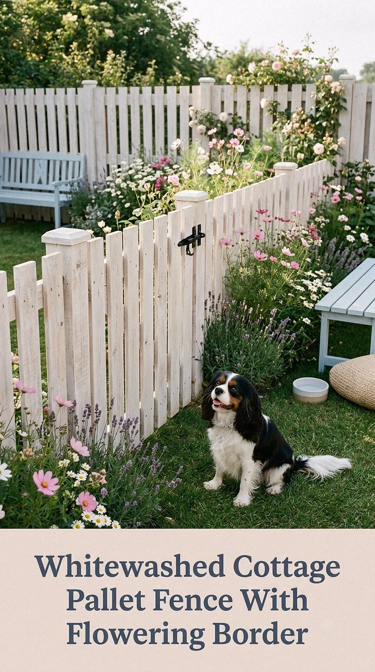 Whitewashed Cottage Pallet Fence With Flowering Border