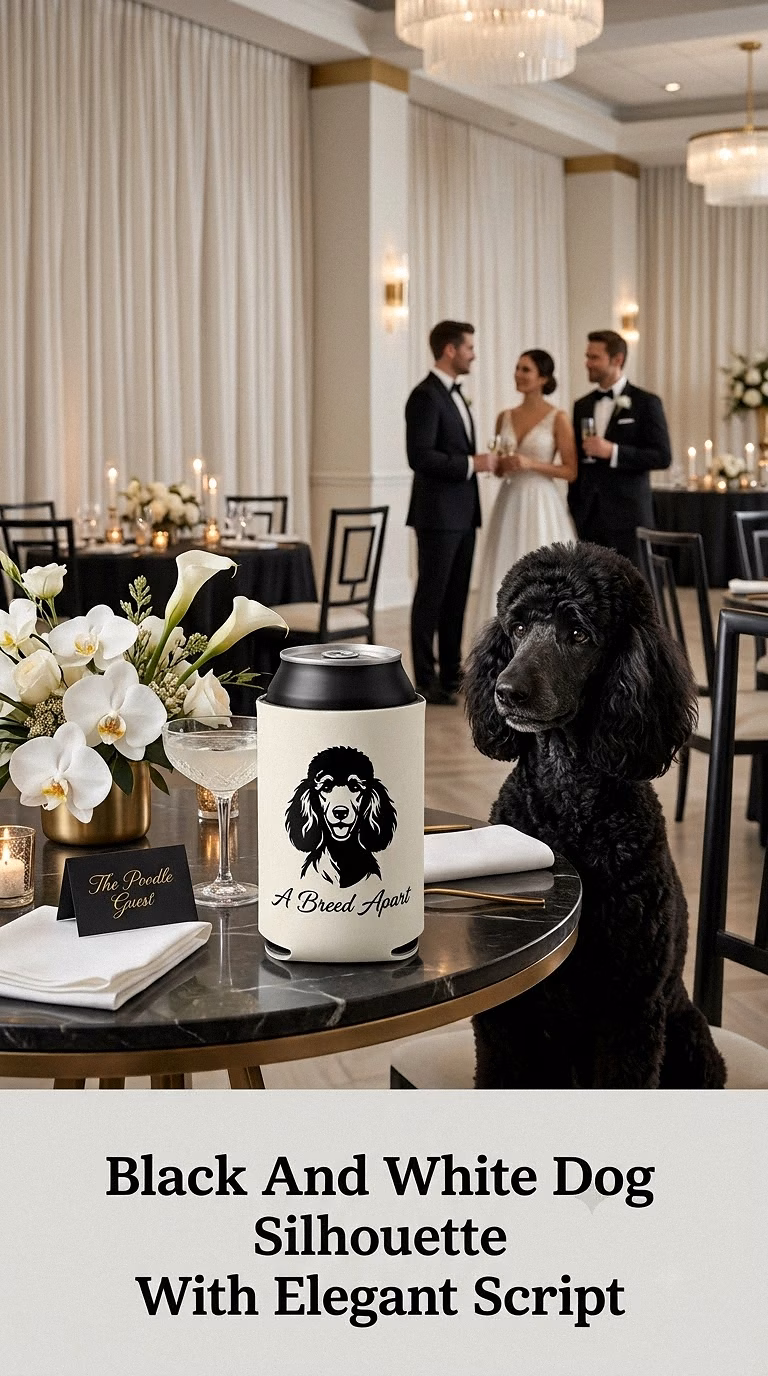 Black And White Dog Silhouette With Elegant Script