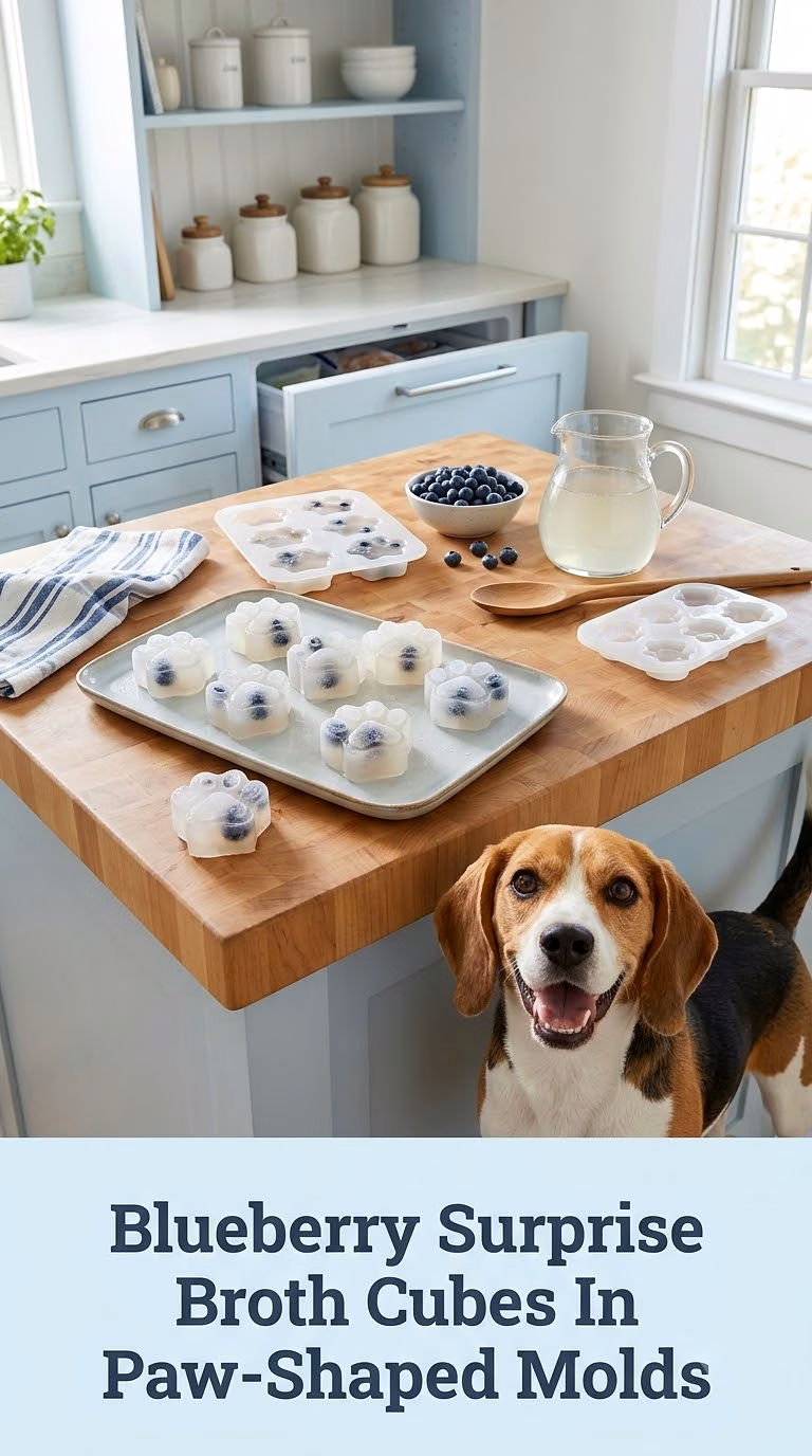 Blueberry Surprise Broth Cubes In Paw-Shaped Molds