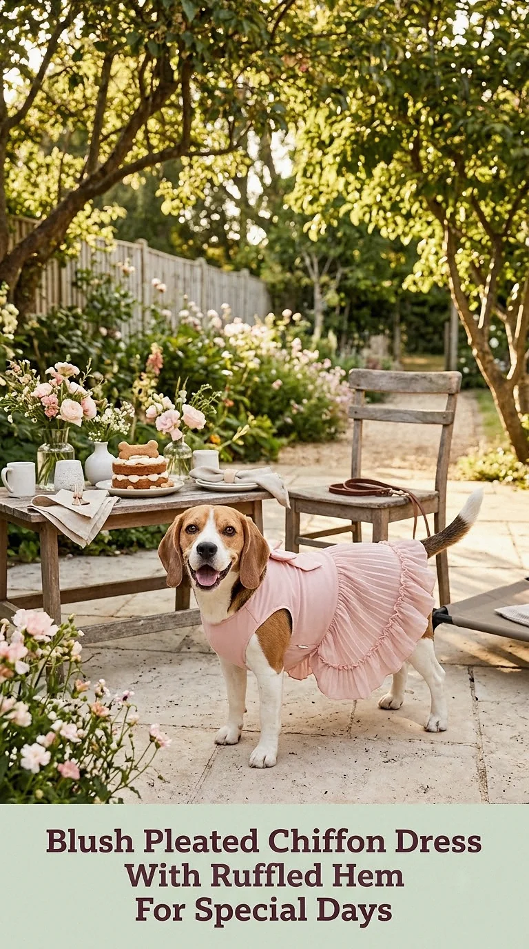 Blush Pleated Chiffon Dress With Ruffled Hem For Special Days