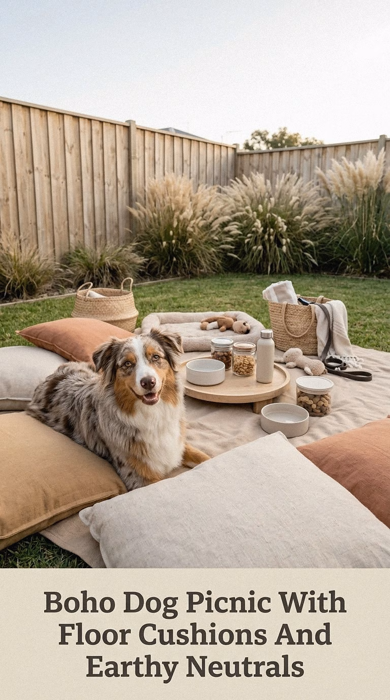 Boho Dog Picnic With Floor Cushions And Earthy Neutrals
