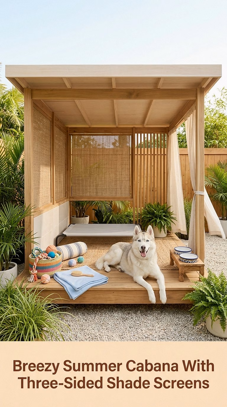3. Breezy Summer Cabana With Three-Sided Shade Screens