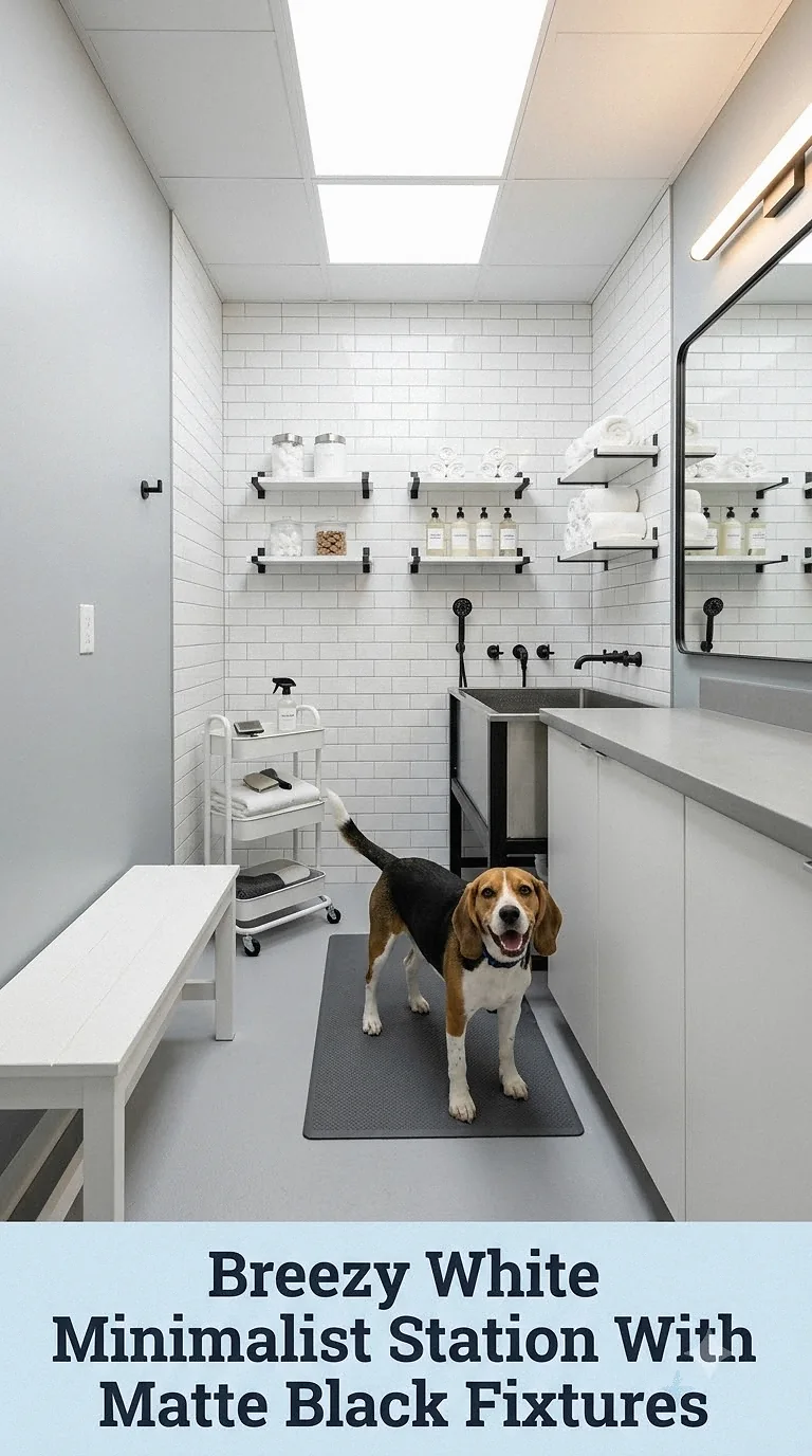Breezy White Minimalist Station With Matte Black Fixtures