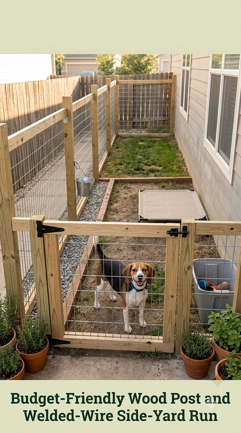 Budget-Friendly Wood Post and Welded-Wire Side-Yard Run