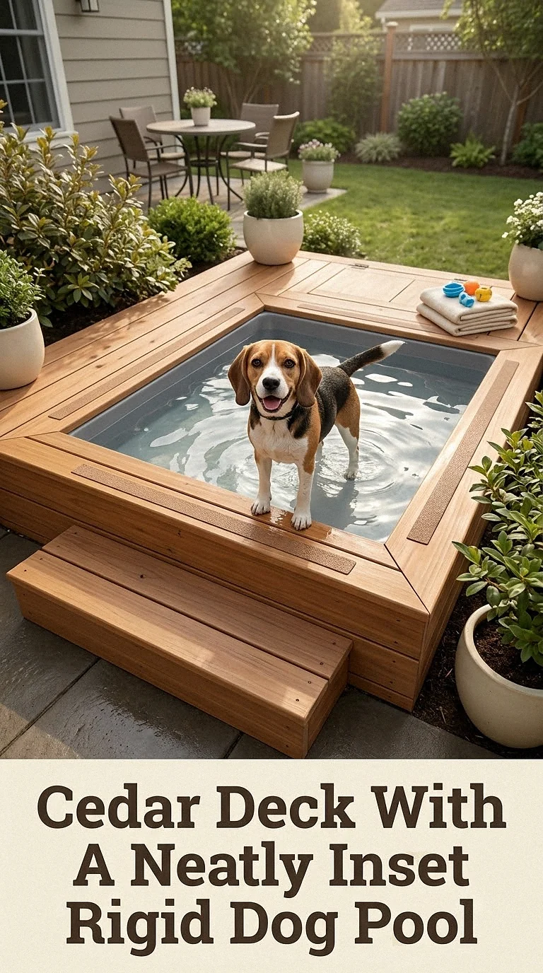 Cedar Deck With A Neatly Inset Rigid Dog Pool