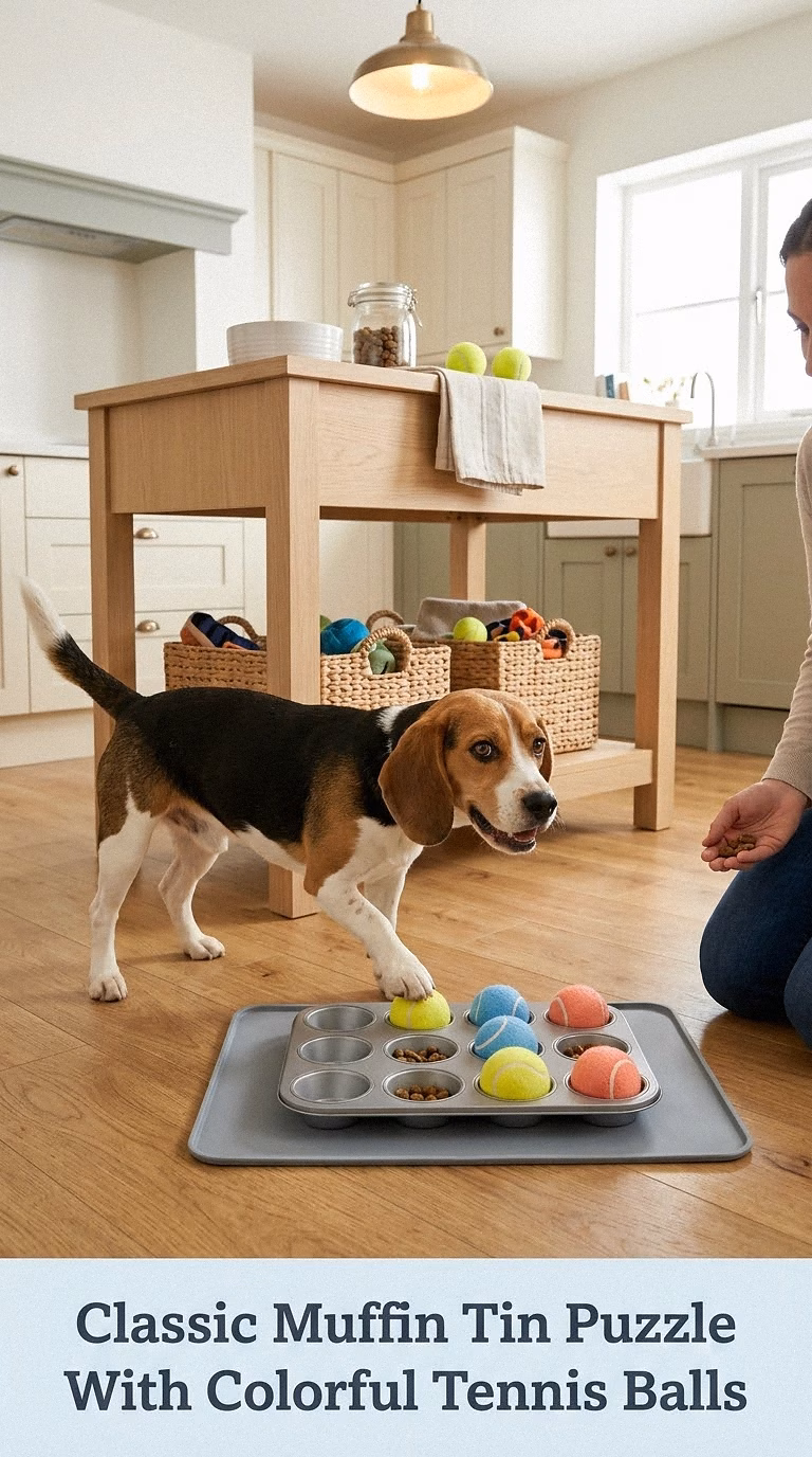 Classic Muffin Tin Puzzle With Colorful Tennis Balls
