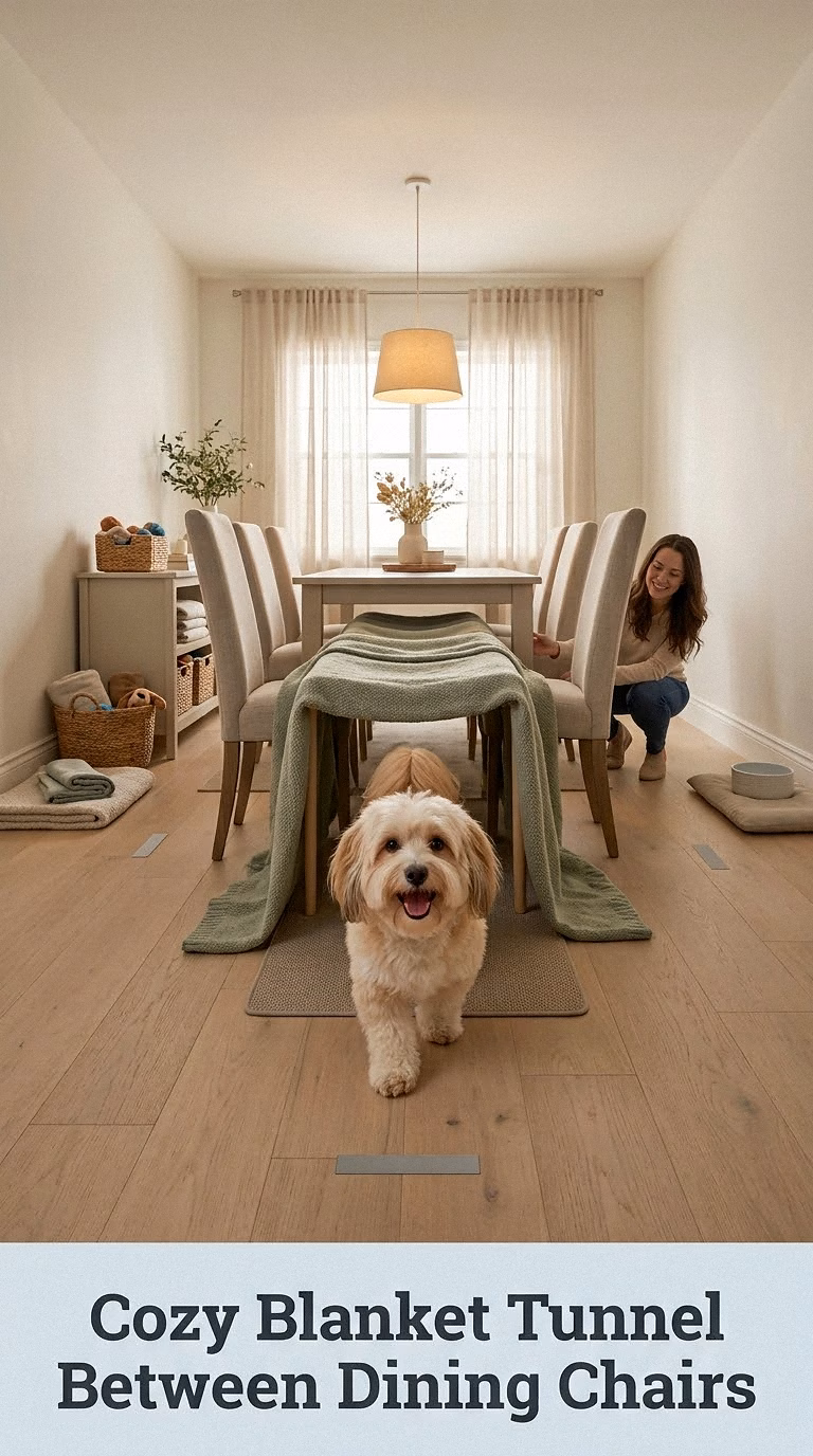 Cozy Blanket Tunnel Between Dining Chairs