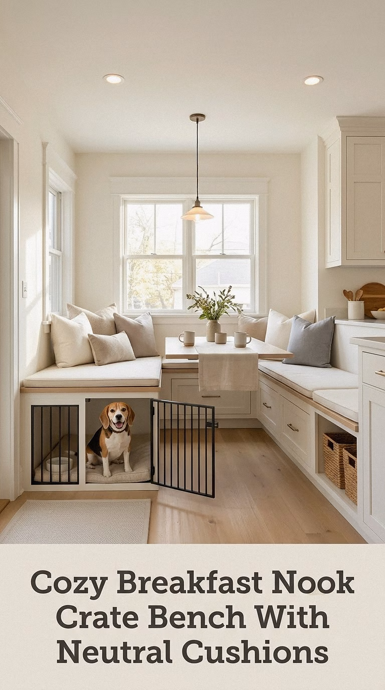 Cozy Breakfast Nook Crate Bench With Neutral Cushions