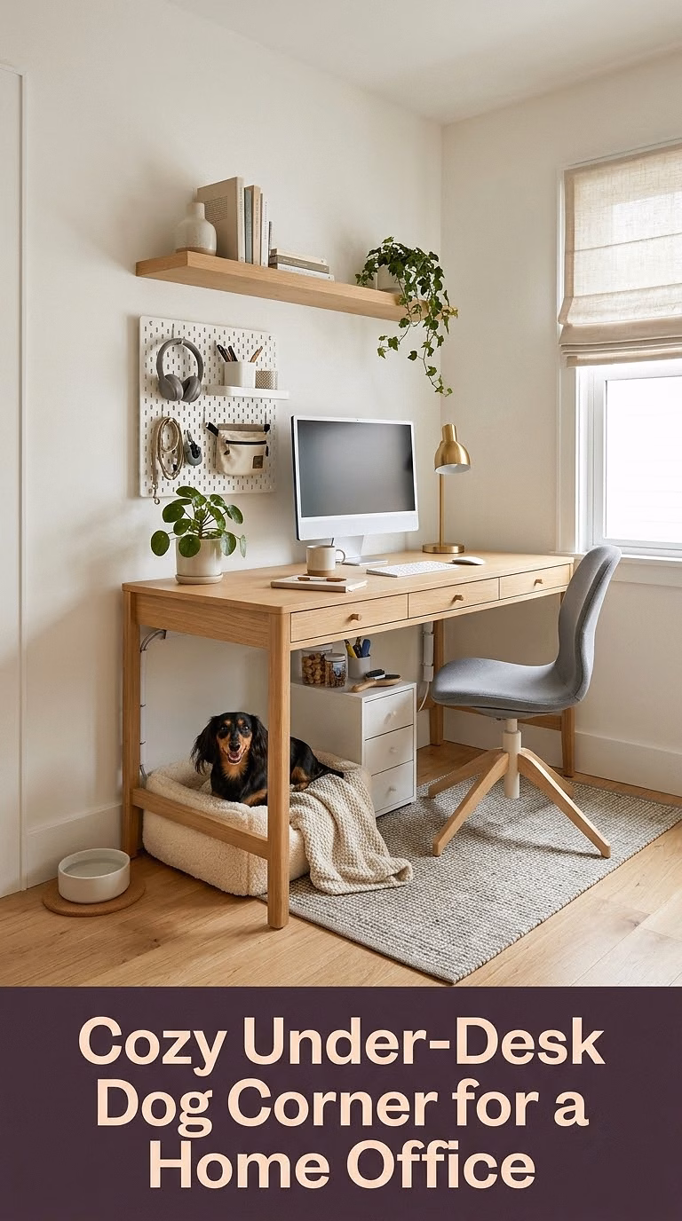 3. Cozy Under-Desk Dog Corner for a Home Office