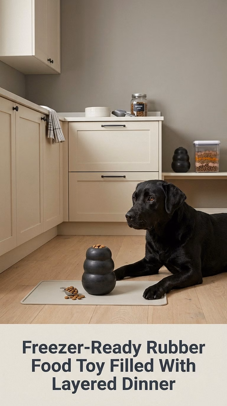 Freezer-Ready Rubber Food Toy Filled With Layered Dinner
