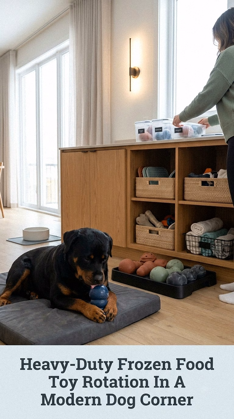 Heavy-Duty Frozen Food Toy Rotation In A Modern Dog Corner